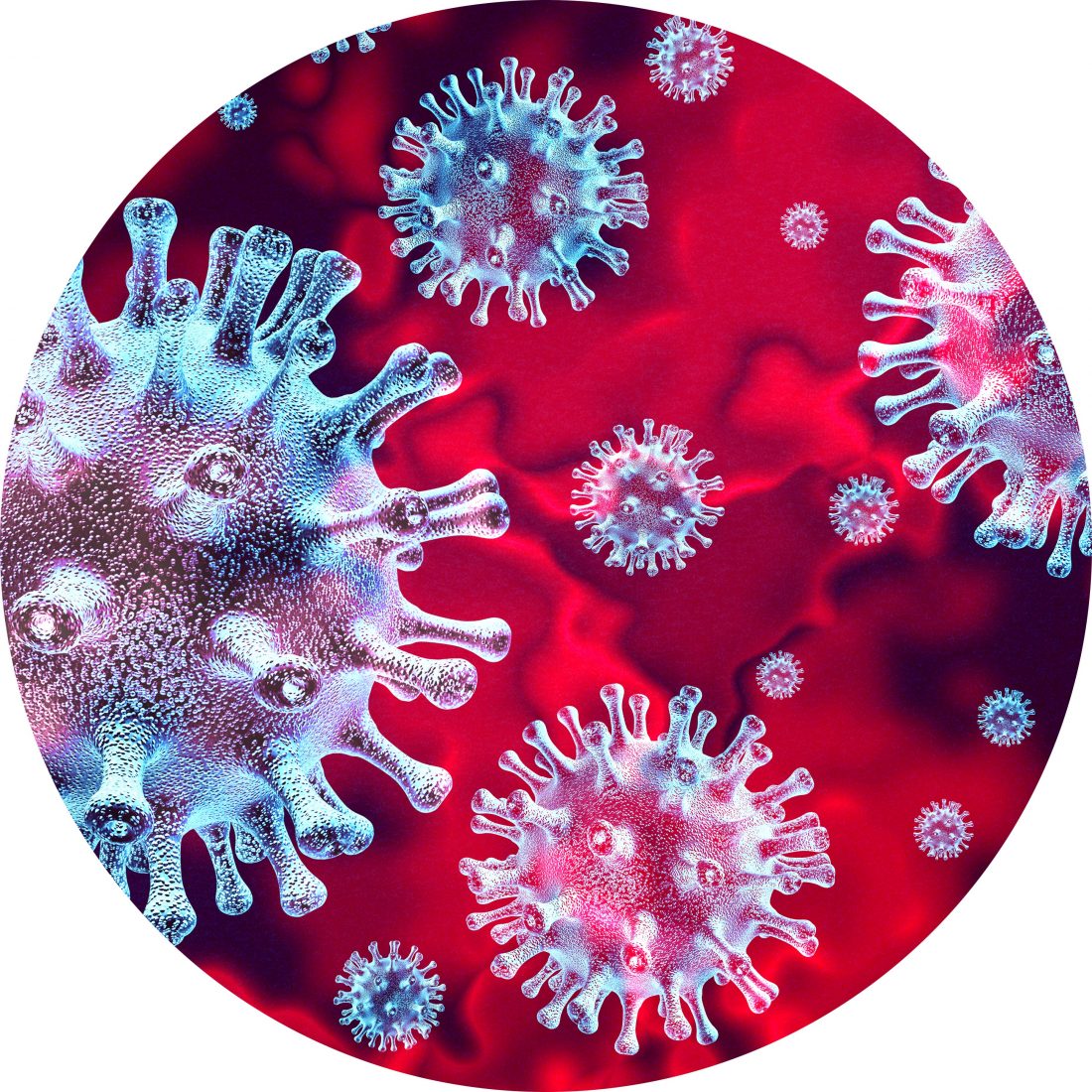 Red and blue virus cells (Circle, low res) ProClean Disinfection